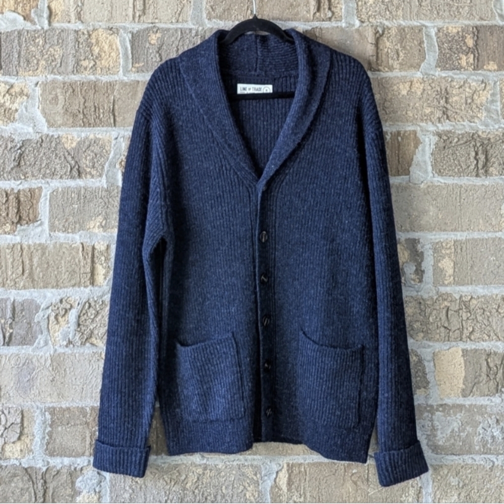 NWOT Line of Trade The Dockside Shawl Cardigan Medium 100% Shetland Wool